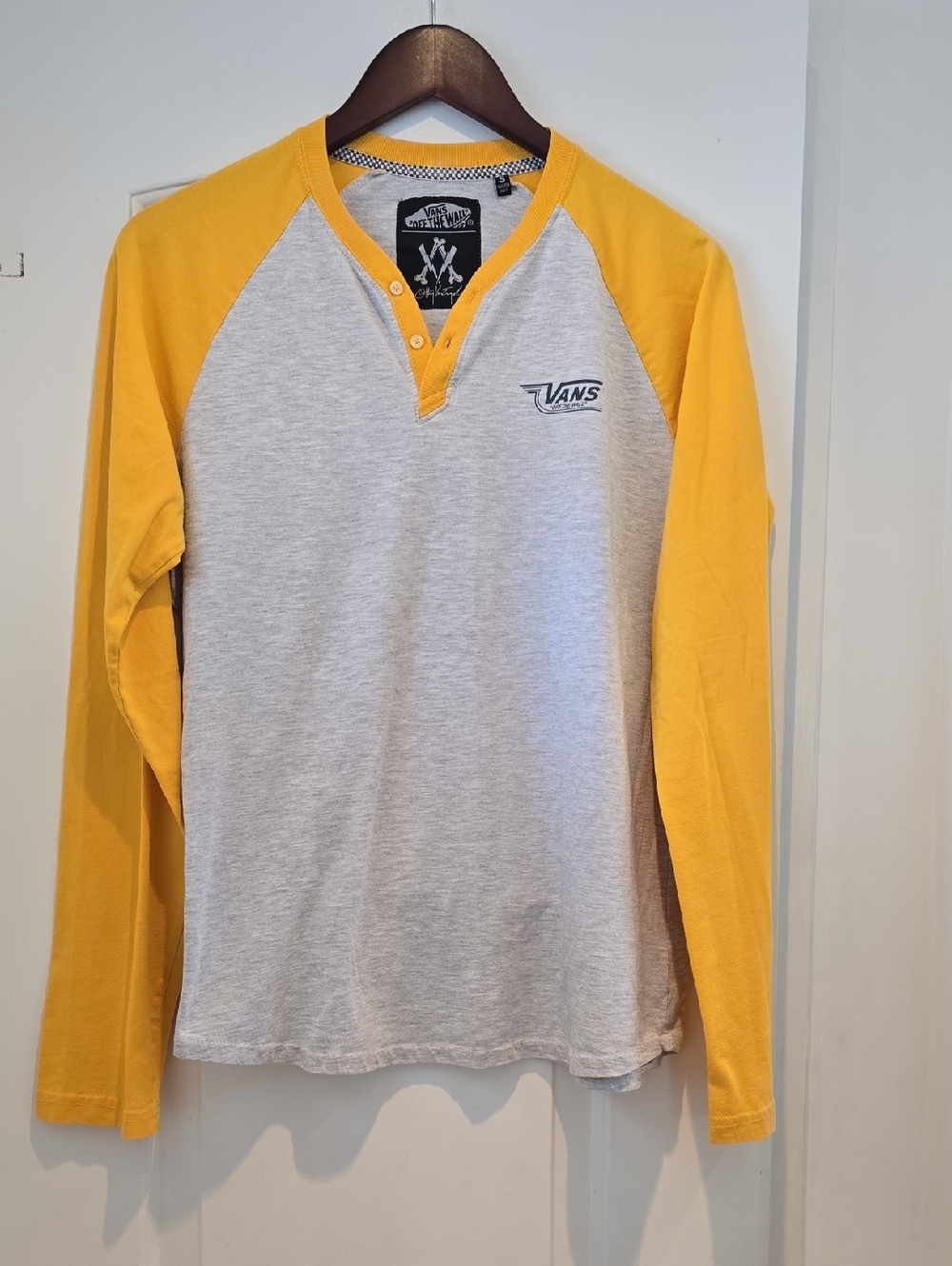 Vans Two-Tone Long Sleeve Henley Shirt - Yellow & Gray